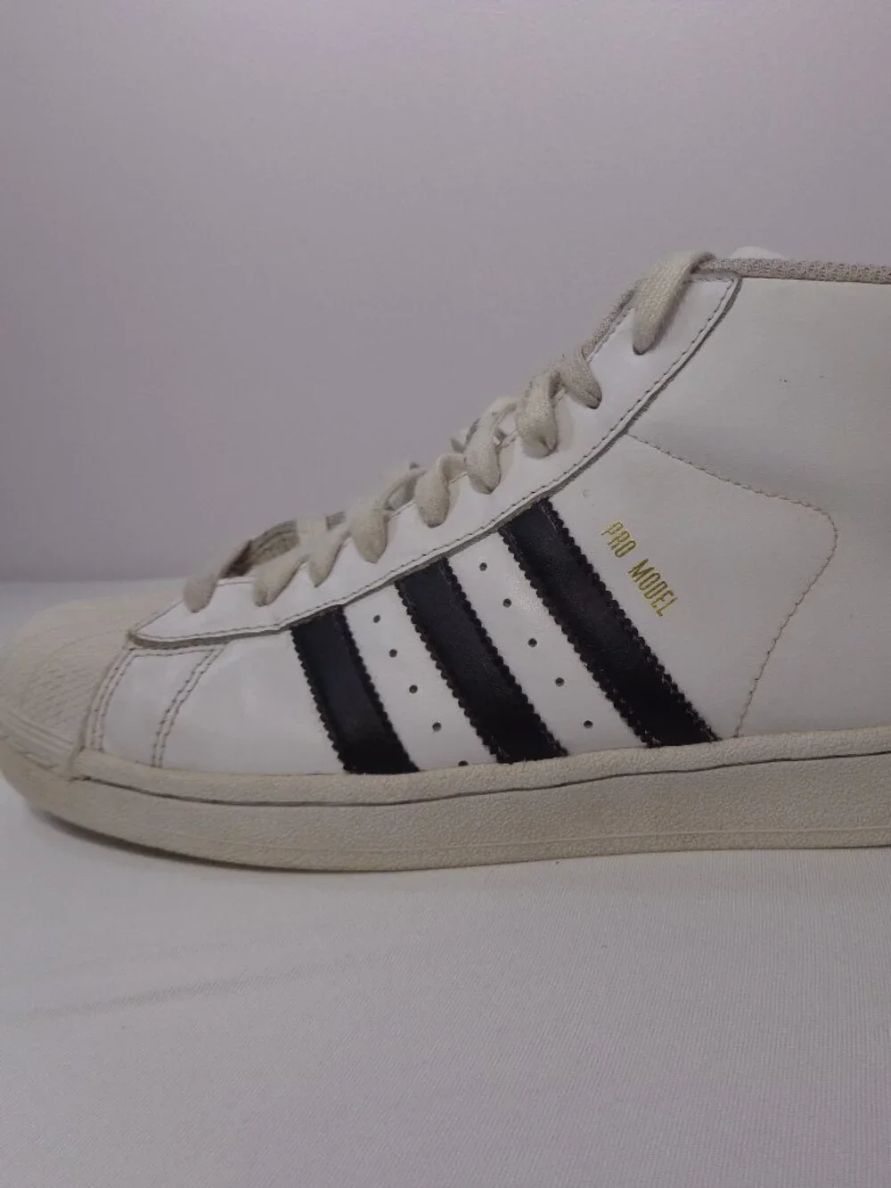 Adidas Pro Model High Top Sneakers White‎ Black Shell Toe Men's Shoes Sz 7